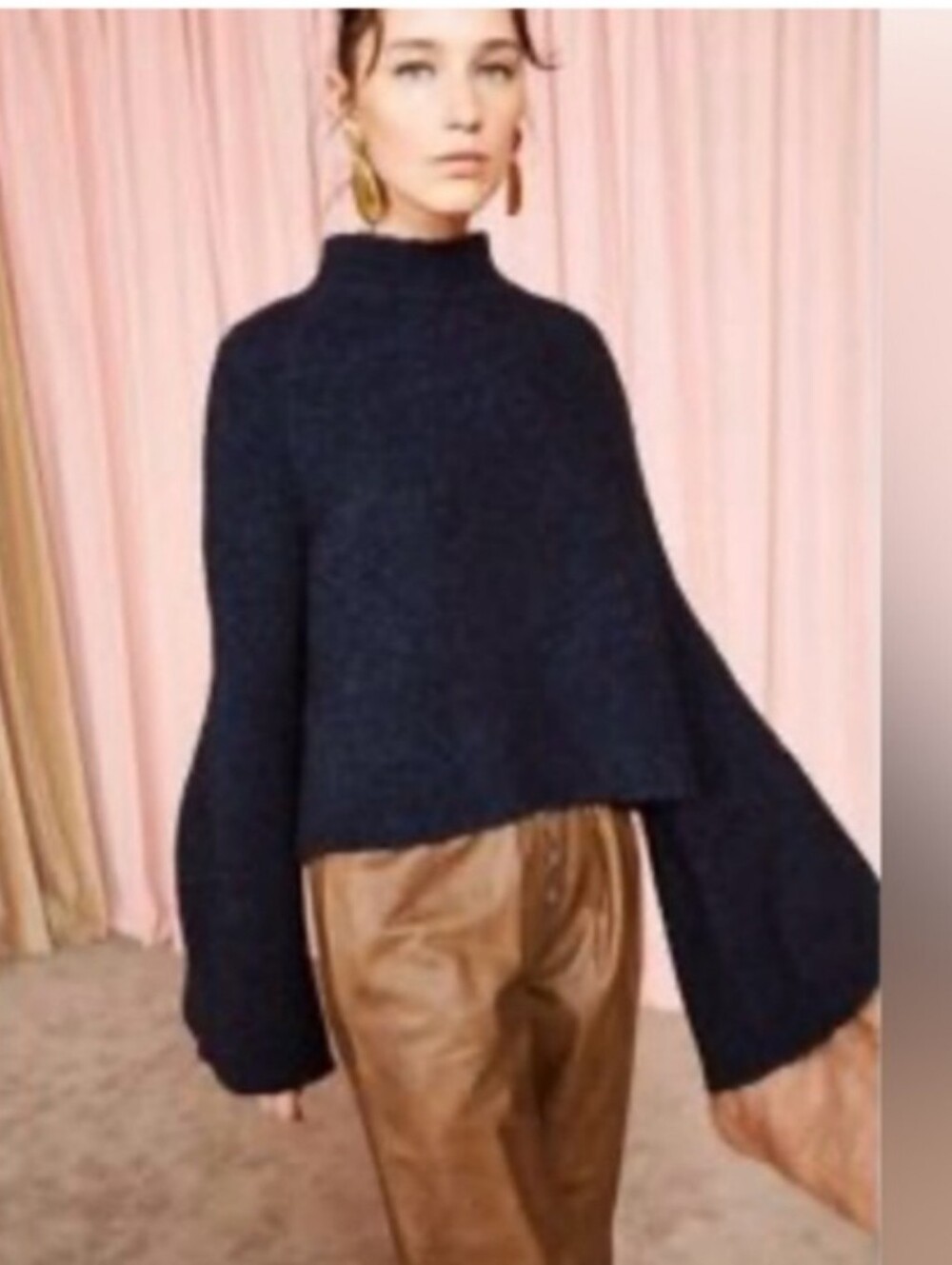 Ulla Johnson Funnel Neck Sweater Navy Boucle Ladies Sz Small